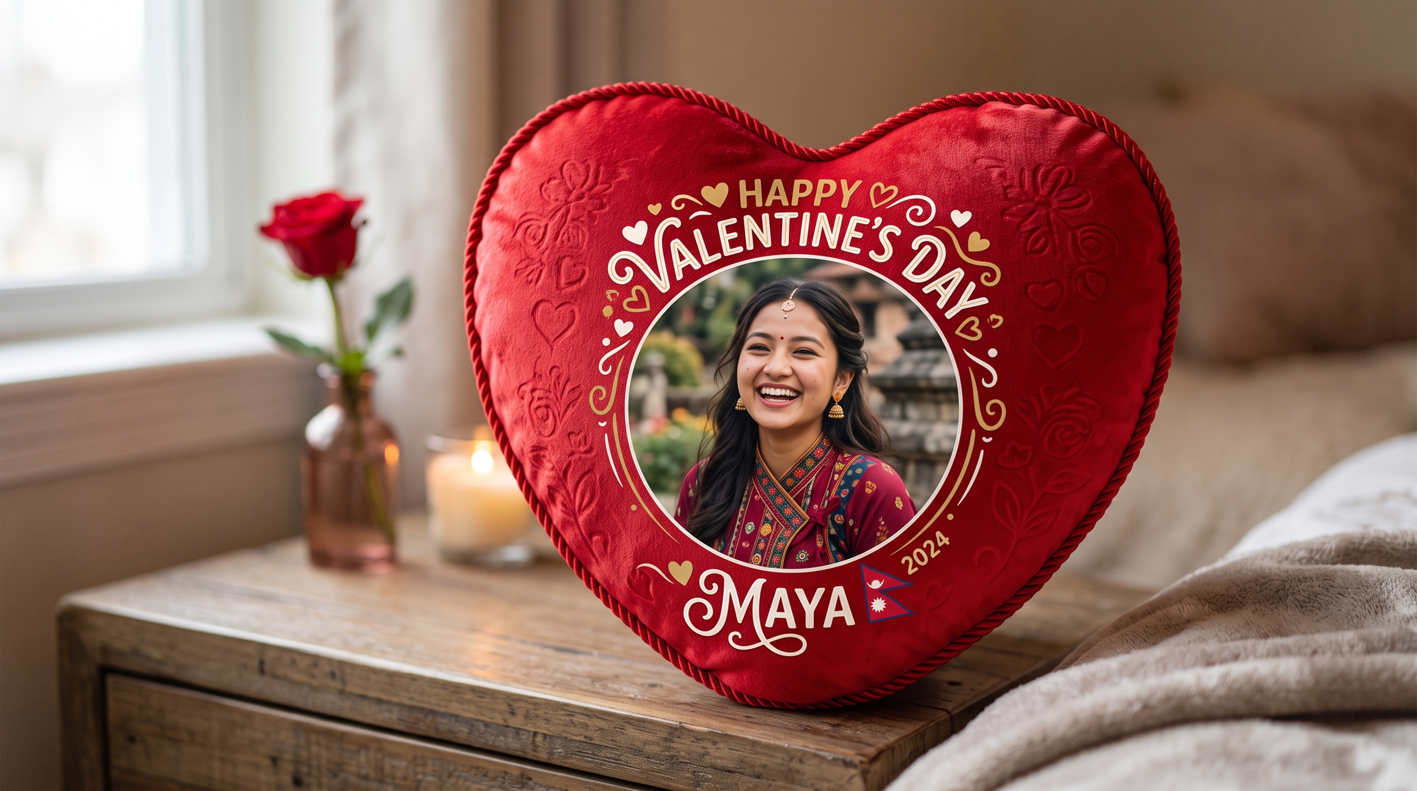 Customized Heart Shape Fur Cushion
